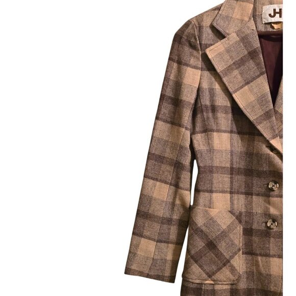 JH Collectibles Vintage Wool Plaid Single Breasted Blazer Sz 4 - Picture 4 of 11